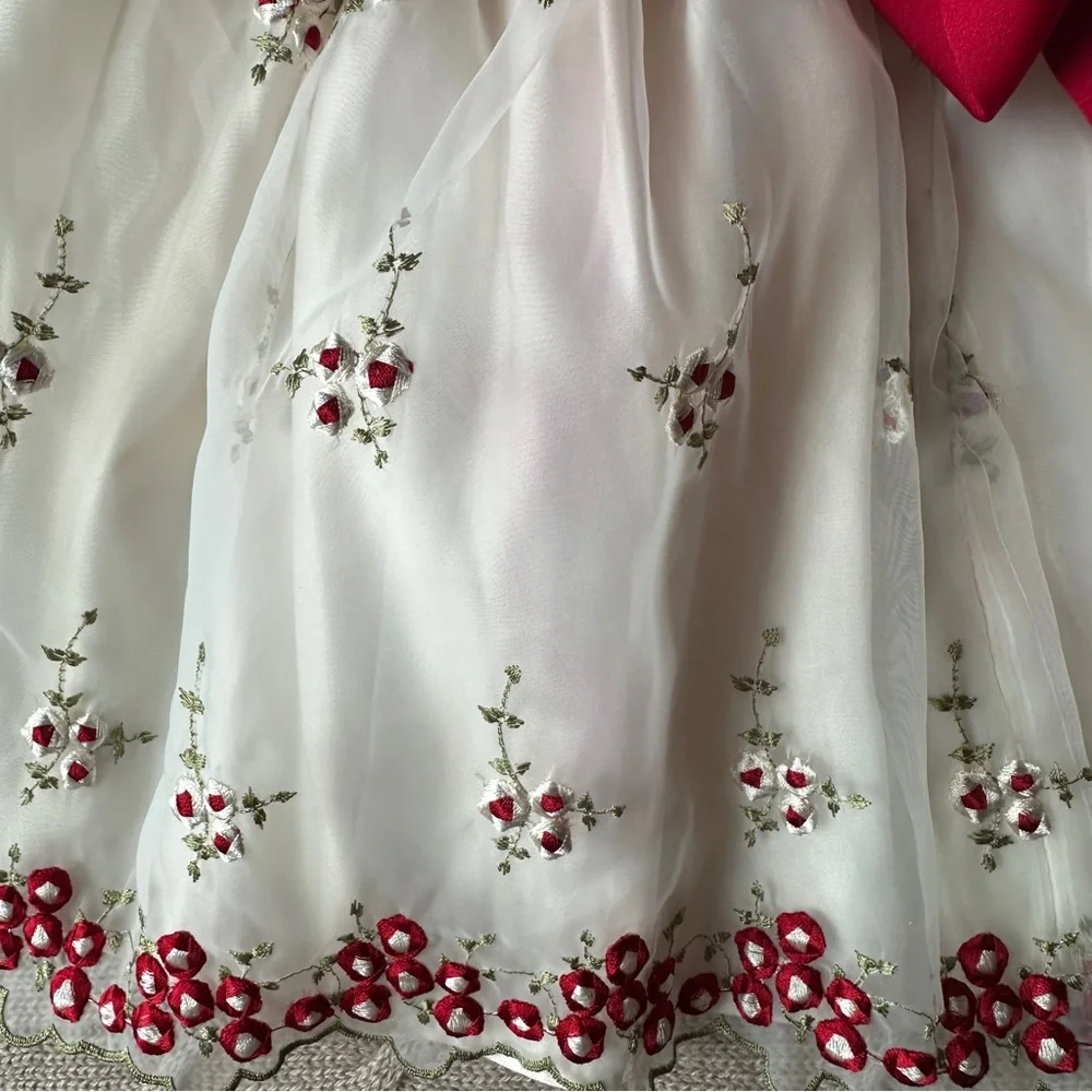 EUC Cinderella Brand Baby Girl Formal Dress & Shrug Set, Red & Ivory, 12 Months